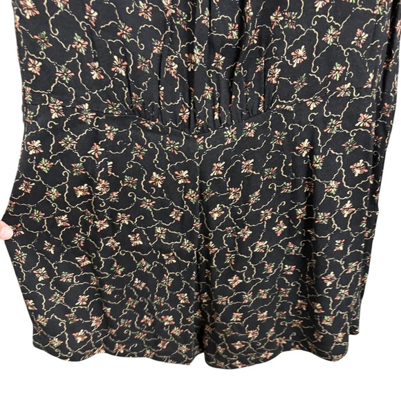 Free People Women's Floral PrintRomper Button‎ Front Short Sleeve Black Size S - Picture 7 of 12